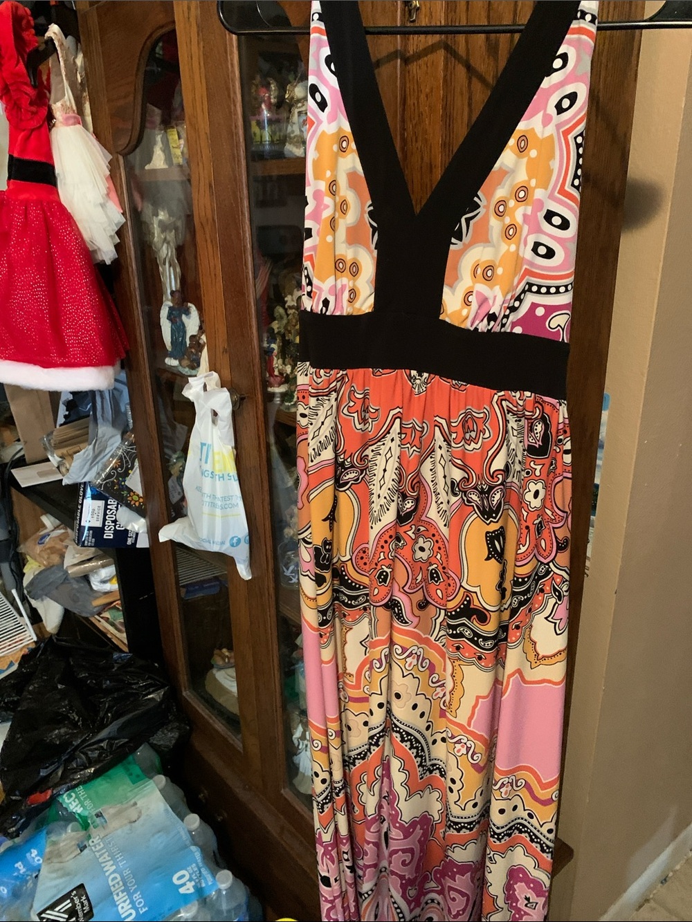 Label ECI New York Maxie Dress pink, orange, black size 16